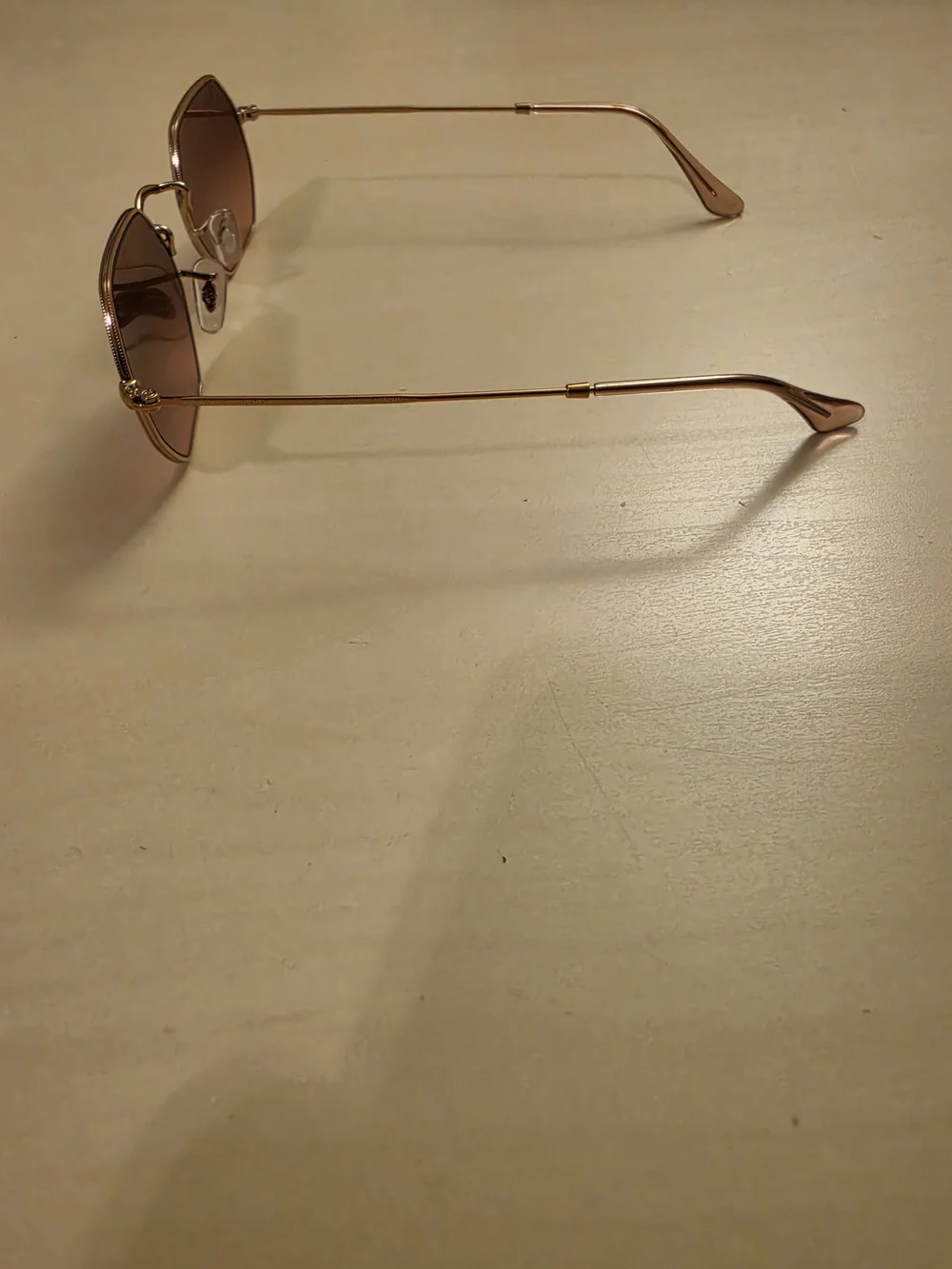 Ray-Ban Women’s Brown Lensed Gold Frame Octagon Sunglasses